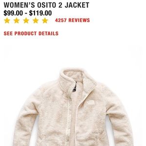 North Face Osito 2 Fleece Zip Jacket Cream NWT